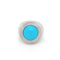 SILVER RING WITH TURQUOISE AND MASONITE STONE