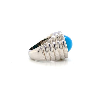 SILVER RING WITH TURQUOISE AND MASONITE STONE