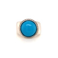 SILVER RING WITH TURQUOISE AND MASONITE STONE