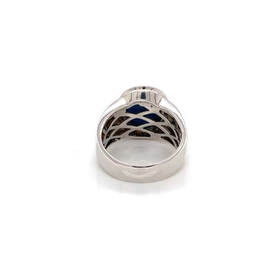 SILVER RING WITH TURQUOISE AND MASONITE STONE