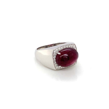 SILVER RING WITH RUBY AND TOURMALINE