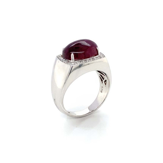SILVER RING WITH RUBY AND TOURMALINE