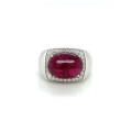 SILVER RING WITH RUBY AND TOURMALINE