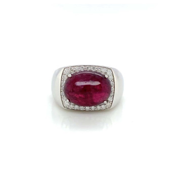 SILVER RING WITH RUBY AND TOURMALINE