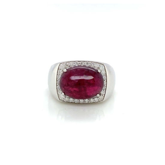 SILVER RING WITH RUBY AND TOURMALINE