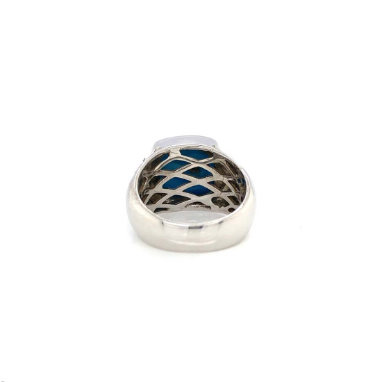 SILVER RING WITH TURQUOISE AND MASONITE STONE