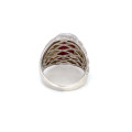 SILVER RING WITH RUBI  AND MASONITE STONE