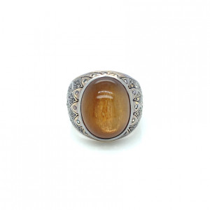 Men silver Ring with Sun stone 
