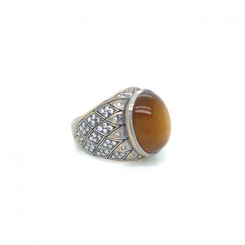 Men silver Ring with Sun stone 