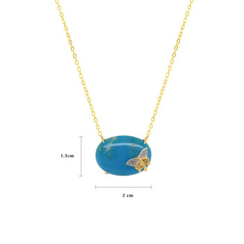 GOLD PLATED TURQUOISE NECKLACE WITH BUTTERFLIY LOGO