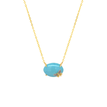 GOLD PLATED TURQUOISE NECKLACE WITH BUTTERFLIY LOGO