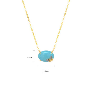 GOLD PLATED TURQUOISE NECKLACE WITH BUTTERFLIY LOGO