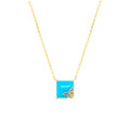 GOLD PLATED TURQUOISE NECKLACE WITH BUTTERFLIY LOGO