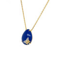 GOLD PLATED LAPIS NECKLACE WITH BUTTERFLIY LOGO