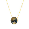 GOLD PLATED TIGER-EYE NECKLACE WITH BUTTERFLIY LOGO GOLD PLATED TIGER-EYE NECKLACE WITH BUTTERFLIY LOGO
