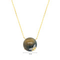 GOLD PLATED TIGER-EYE NECKLACE WITH BUTTERFLIY LOGO GOLD PLATED TIGER-EYE NECKLACE WITH BUTTERFLIY LOGO