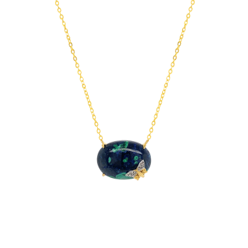 GOLD PLATED AZURITE NECKLACE WITH BUTTERFLIY LOGO