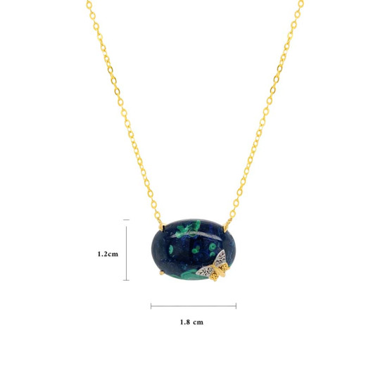 GOLD PLATED AZURITE NECKLACE WITH BUTTERFLIY LOGO GOLD PLATED AZURITE NECKLACE WITH BUTTERFLIY LOGO