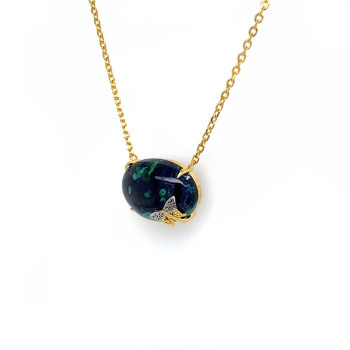 GOLD PLATED AZURITE NECKLACE WITH BUTTERFLIY LOGO