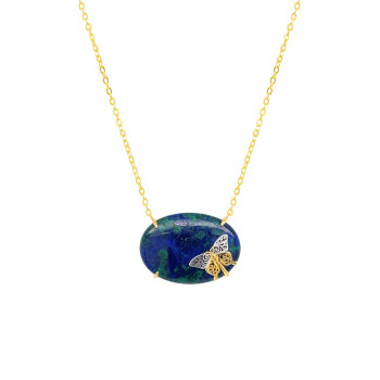 GOLD PLATED AZURITE NECKLACE WITH BUTTERFLIY LOGO