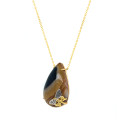 GOLD PLATED JASPER NECKLACE WITH BUTTERFLIY LOGO