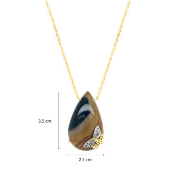 GOLD PLATED JASPER NECKLACE WITH BUTTERFLIY LOGO