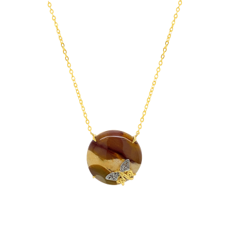 GOLD PLATED JASPER NECKLACE WITH BUTTERFLIY LOGO