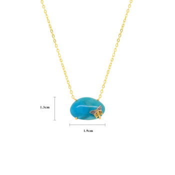GOLD PLATED TURQUOISE NECKLACE WITH BUTTERFLIY LOGO