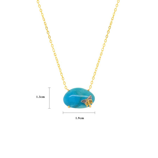GOLD PLATED TURQUOISE NECKLACE WITH BUTTERFLIY LOGO GOLD PLATED TURQUOISE NECKLACE WITH BUTTERFLIY LOGO