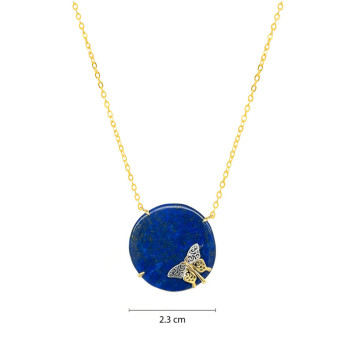 GOLD PLATED LAPS NECKLACE WITH BUTTERFLIY LOGO