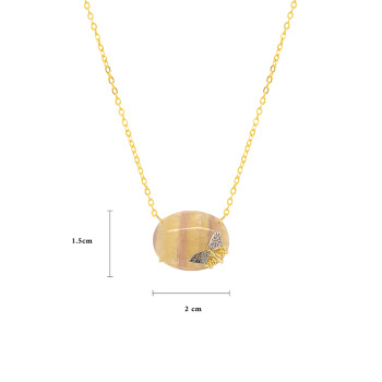 GOLD PLATED FlUORITE NECKLACE WITH BUTTERFLIY LOGO