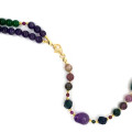 A SPECIAL GOLD PLATED NECKLACE WITH FABULOUS STONES, FLUORITE, TORMALINE AND blood STOON , AMETHYST AND GREEN JADE A SPECIAL GOLD PLATED NECKLACE WITH FABULOUS STONES, FLUORITE, TORMALINE AND blood STOON , AMETHYST AND GREEN JADE