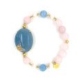 GOLD PLATED BRACELET WITH AQUAMARINE , QUARTZ , TURQUOISE AND PEARLS GOLD PLATED BRACELET WITH AQUAMARINE , QUARTZ , TURQUOISE AND PEARLS