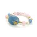GOLD PLATED BRACELET WITH AQUAMARINE , QUARTZ , TURQUOISE AND PEARLS GOLD PLATED BRACELET WITH AQUAMARINE , QUARTZ , TURQUOISE AND PEARLS