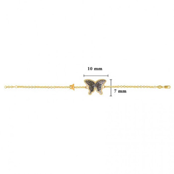 18K Gold Bracelet with Black Mop Butterfly Shaped ( small size )