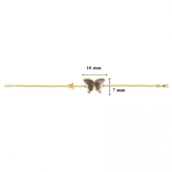 18K Gold Bracelet with Black Mop Butterfly Shaped ( small size )