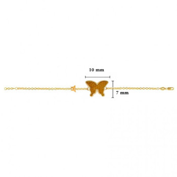  Gold  Bracelet 18K with Tiger Eye Butterfly Shaped ( small size )