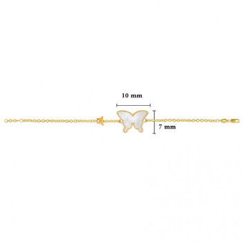  Bracelet Gold 18K with White Seashell Butterfly ( small size )