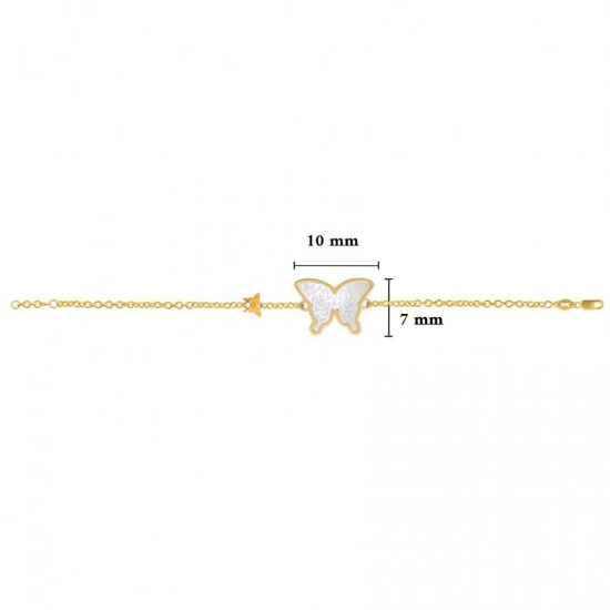  Bracelet Gold 18K with White Seashell Butterfly ( small size )