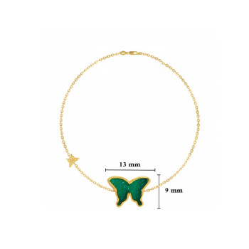 Green Agate Glanz Butterfly Bracelete 18k Gold ( medium size ) 