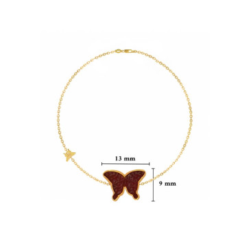 Red Agate Glanz Butterfly bracelete 18k Gold ( medium size )