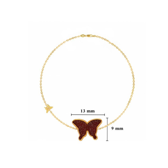 Red Agate Glanz Butterfly bracelete 18k Gold ( medium size )