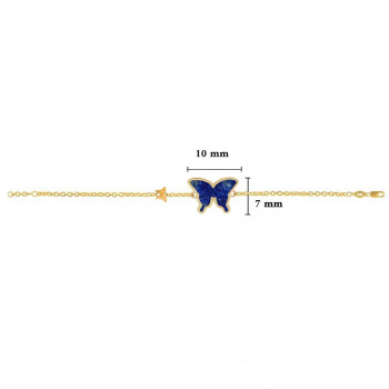 18K Gold Bracelet With Lapis Butterfly Shaped ( small size )