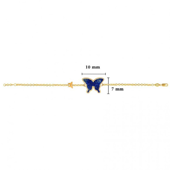 18K Gold Bracelet With Lapis Butterfly Shaped ( small size )