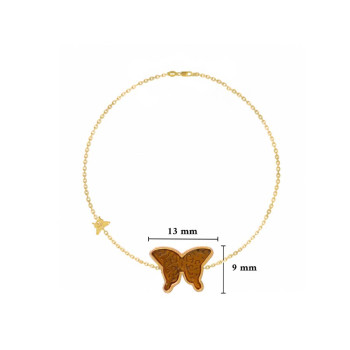TigerEye Glanz Butterfly bracelet, 18k Gold ( medium size )