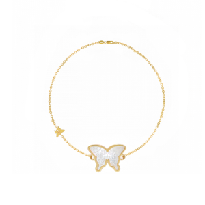 White Seashell Glanz Butterfly bracelete ( medium size )