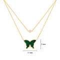 GOLD CHAIN 18K WITH GREEN AGATE BUTTERFLY AND DIAMOND ( medium size )