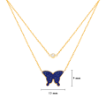 GOLD CHAIN 18K WITH LAPIS BUTTERFLY AND DIAMOND ( medium size )