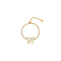 WHITE MOP BUTTERFLY RING CHAIN ( MEDIUM ) ,18K GOLD