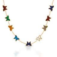 GOLD CHAIN 18K WITH COLORED BUTTERFLIES